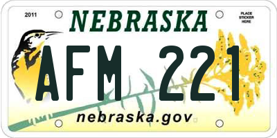 NE license plate AFM221