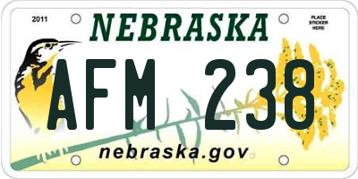 NE license plate AFM238