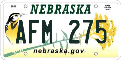 NE license plate AFM275