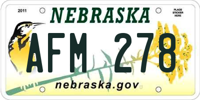NE license plate AFM278