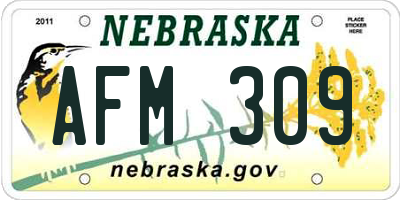 NE license plate AFM309