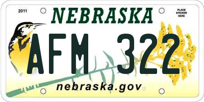 NE license plate AFM322