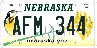 NE license plate AFM344