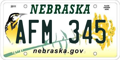 NE license plate AFM345
