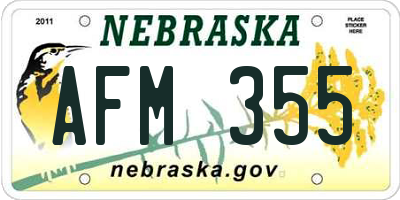 NE license plate AFM355