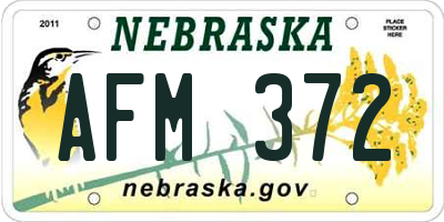 NE license plate AFM372