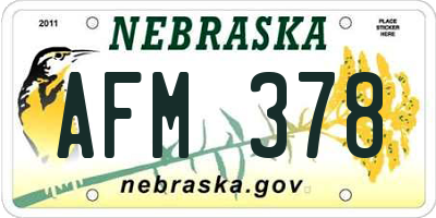 NE license plate AFM378