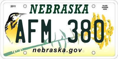 NE license plate AFM380