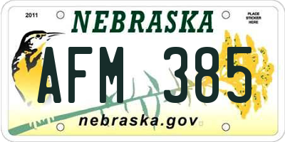 NE license plate AFM385