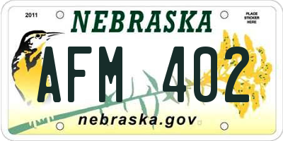 NE license plate AFM402