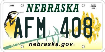 NE license plate AFM408