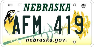 NE license plate AFM419
