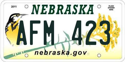 NE license plate AFM423