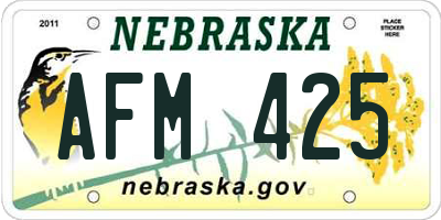 NE license plate AFM425