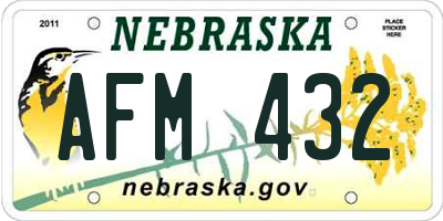 NE license plate AFM432