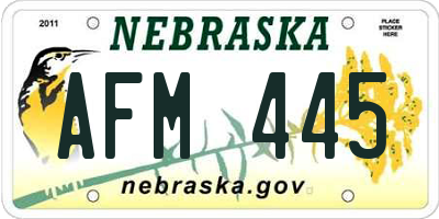 NE license plate AFM445