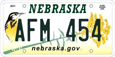 NE license plate AFM454