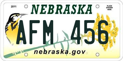 NE license plate AFM456