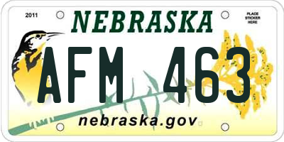 NE license plate AFM463