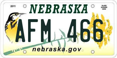 NE license plate AFM466