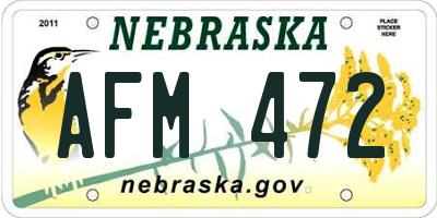 NE license plate AFM472