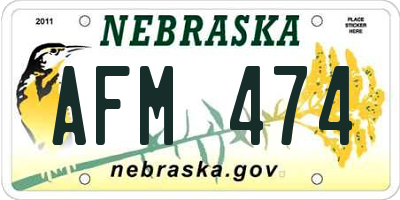 NE license plate AFM474