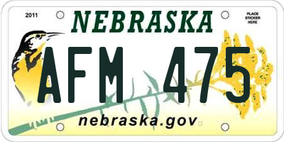 NE license plate AFM475