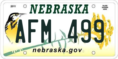 NE license plate AFM499