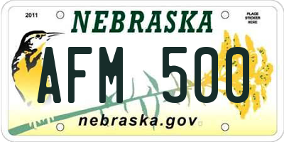NE license plate AFM500