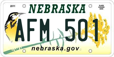 NE license plate AFM501