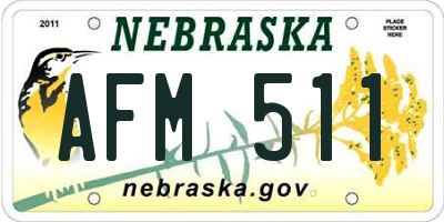 NE license plate AFM511