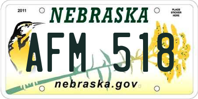 NE license plate AFM518