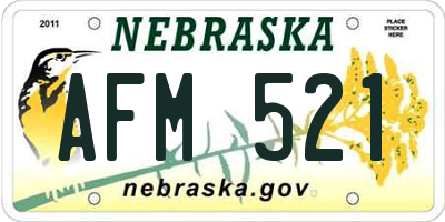 NE license plate AFM521