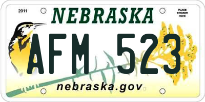NE license plate AFM523
