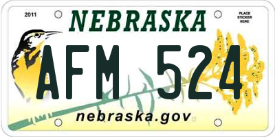 NE license plate AFM524