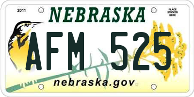 NE license plate AFM525