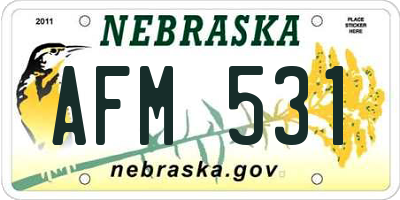 NE license plate AFM531