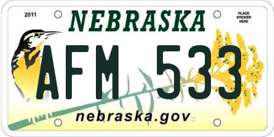 NE license plate AFM533