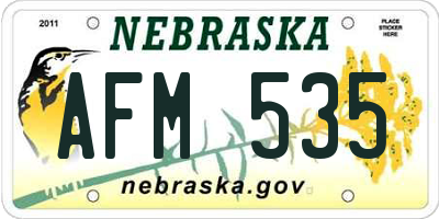 NE license plate AFM535