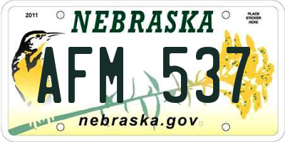NE license plate AFM537