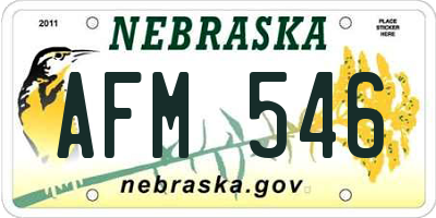 NE license plate AFM546