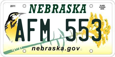 NE license plate AFM553