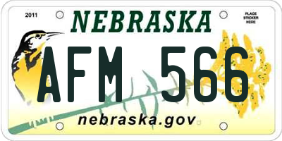 NE license plate AFM566