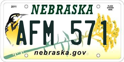 NE license plate AFM571