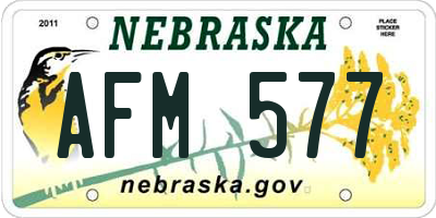NE license plate AFM577