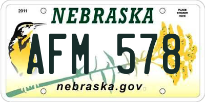 NE license plate AFM578