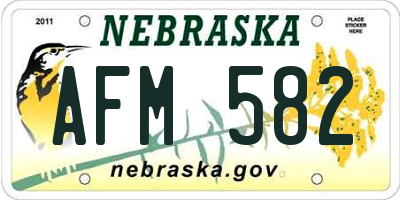 NE license plate AFM582