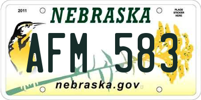 NE license plate AFM583