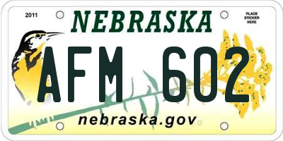 NE license plate AFM602