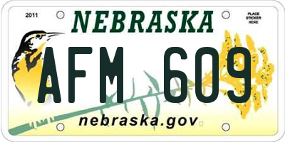 NE license plate AFM609
